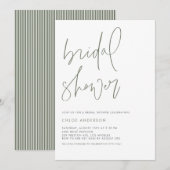 Invitation Fête des mariées de script manuscrite vert Taupe (Devant / Derrière)