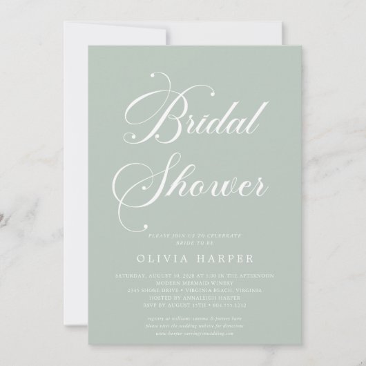 Invitation Fête des mariées de script minimal classique en ve (Devant)