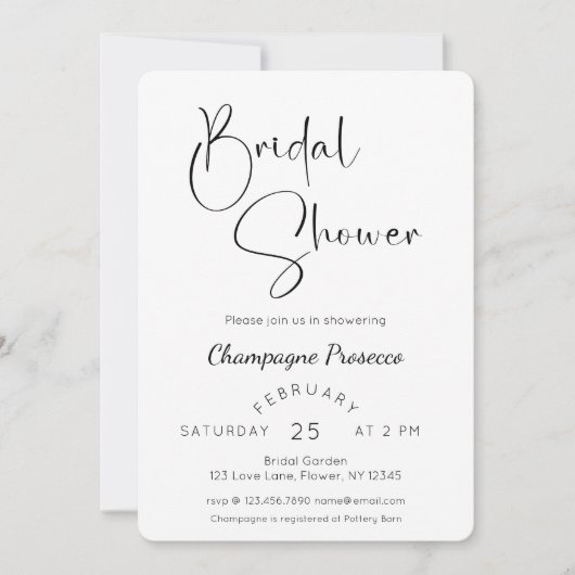 Invitation Fête des mariées de script moderne (Devant)