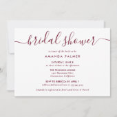 Invitation Fête des mariées de script moderne Bourgogne (Devant)