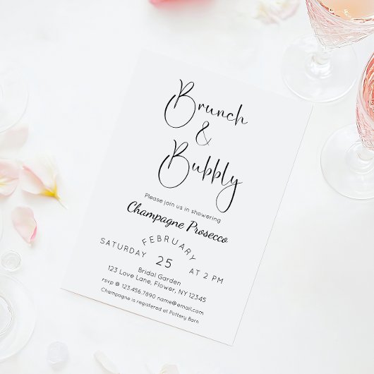Invitation Fête des mariées de script moderne Brunch & Bubbly