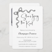 Invitation Fête des mariées de script moderne Elle noue le no (Devant / Derrière)