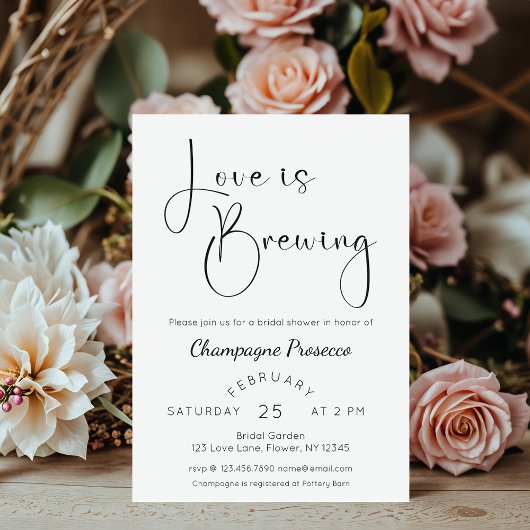 Invitation Fête des mariées de script moderne L'amour brasse