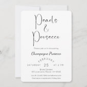Invitation Fête des mariées de script moderne perles et pours (Devant)
