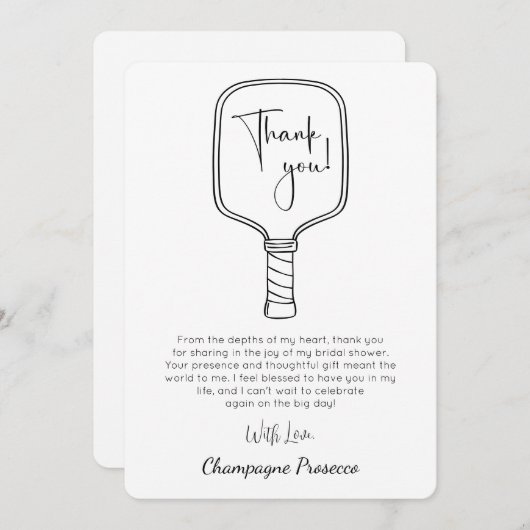 Invitation Fête des mariées de script moderne Pickleball & Pr (Devant / Derrière)