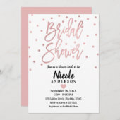 Invitation Fête des mariées de script moderne rose Gold Pink (Devant / Derrière)