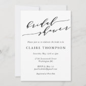 Invitation Fête des mariées de script noir blanc classique mi (Devant)