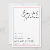 Invitation Fête des mariées de script rose clair simple et él (Devant)