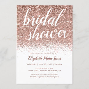 Invitation Fête des mariées de script rose Parties scintilla