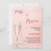 Invitation Fête des mariées de script rose Pearls Prosecco (Devant)