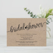 Invitation Fête des mariées de script rustique Kraft (Debout devant)