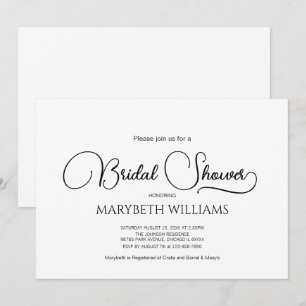 Invitation Fête des mariées de script simple et élégant