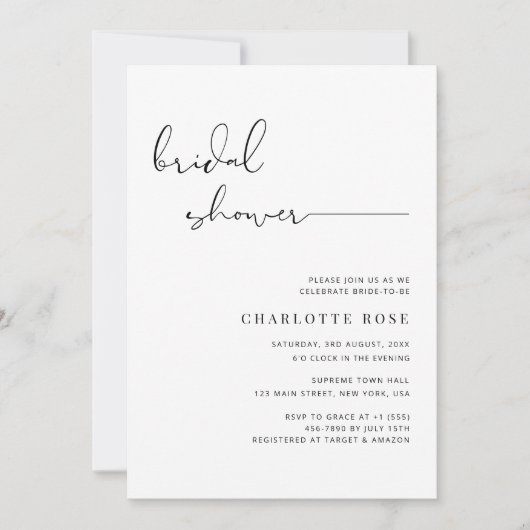 Invitation Fête des mariées de script simple Rustic Beach Pho (Devant)