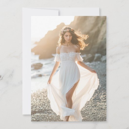 Invitation Fête des mariées de script simple Rustic Beach Pho (Dos)