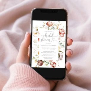 Invitation Fête des mariées de script vintage de couleur d'aq