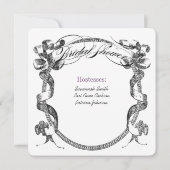 Invitation Fête des mariées de script vintage pourpre (Dos)