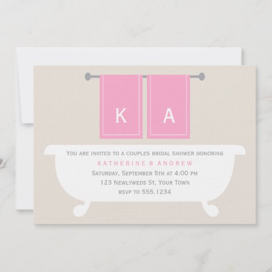 Invitation Fête des mariées de serviettes de toilette Son et  (Devant)