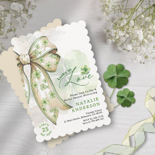 Invitation Fête des mariées de Shamrock d'aquarelle Bow Luck 