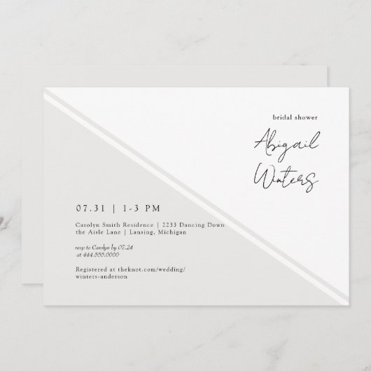 Invitation Fête des mariées de simplicité de la crème contemp (Devant / Derrière)