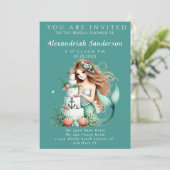 Invitation Fête des mariées de sirène de mariage sur la plage (Debout devant)