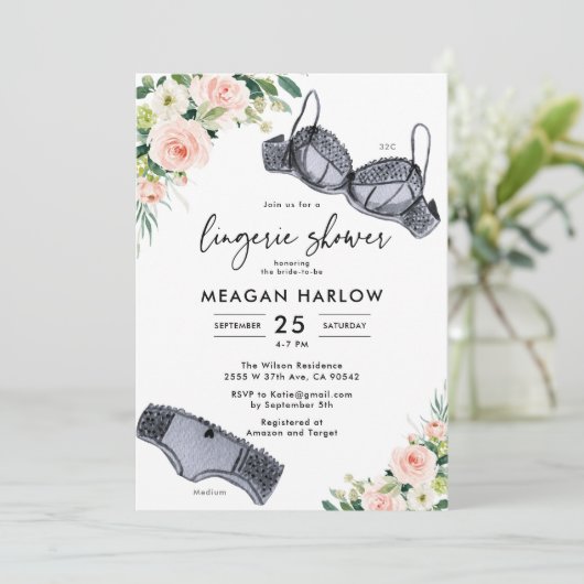 Invitation Fête des mariées de sous-vêtements Floral Lingerie (Debout devant)