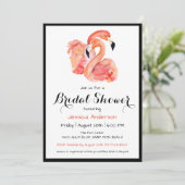Invitation Fête des mariées de style rétro Flamants roses ros (Debout devant)