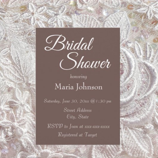 Invitation Fête des mariées de style simple Taupe