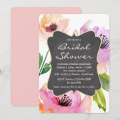 Invitation Fête des mariées de tableau de bord floral aquarel (Devant / Derrière)
