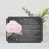 Invitation Fête des mariées de tableau de bord rose Hydrangea (Debout devant)