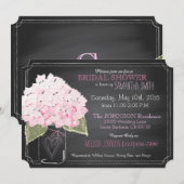 Invitation Fête des mariées de tableau de bord rose Hydrangea (Devant / Derrière)