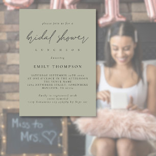 Invitation Fête des mariées de taille pâle de script informel