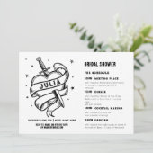 Invitation Fête des mariées de tatouage Noir Coeur Blanc (Debout devant)