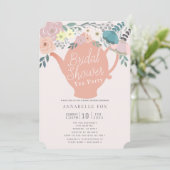 Invitation Fête des mariées de Tea Party de Pink Floral (Debout devant)