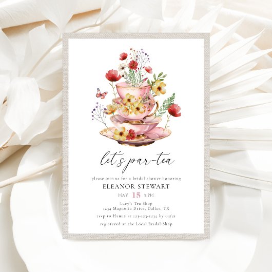 Invitation Fête des mariées de Tea Party Fleur sauvage aquare