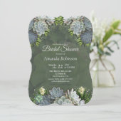 Invitation Fête des mariées de teintes succulentes de blues p (Debout devant)