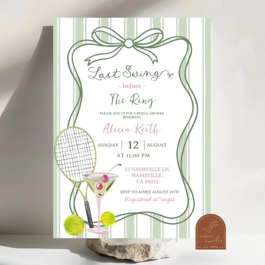 Invitation Fête des mariées de tennis Sage Green Quirky