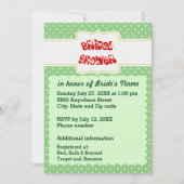 Invitation Fête des mariées de texte Coeur Pois vert et blanc (Devant)