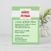 Invitation Fête des mariées de texte Coeur Pois vert et blanc (Debout devant)