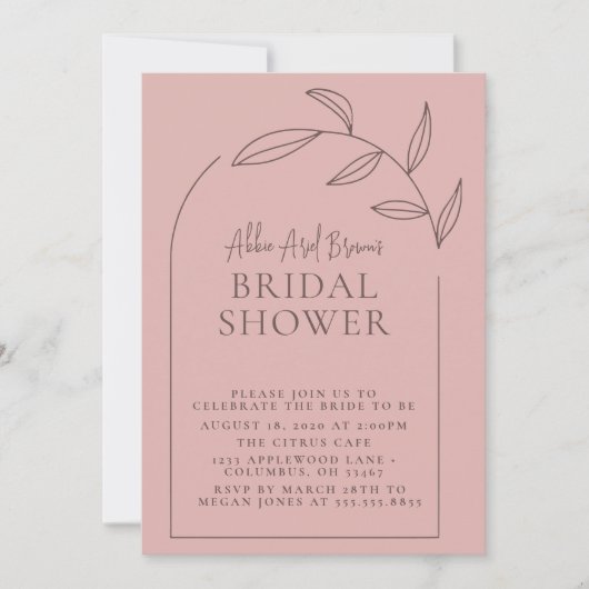 Invitation Fête des mariées de texte de script minimal de Ros (Devant)