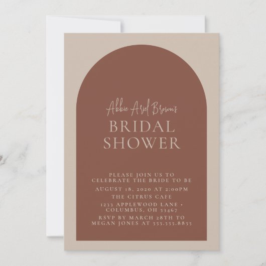 Invitation Fête des mariées de texte minimale du script d'arc (Devant)