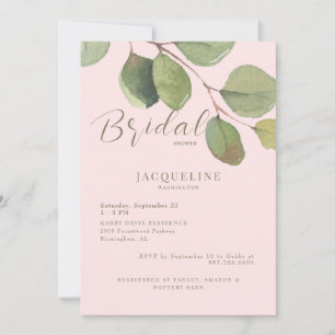 Invitation Fête des mariées de texte moderne Eucalyptus Blush