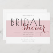 Invitation Fête des mariées de textos noirs et roses blancs (Devant / Derrière)