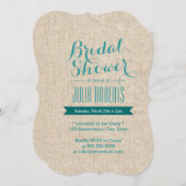 Invitation Fête des mariées de texture turquoise vert Rustiqu (Devant / Derrière)