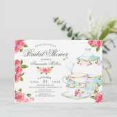 Invitation Fête des mariées de thé à l'aquarelle (Debout devant)