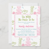 Invitation Fête des mariées de thé blanc rose à main dessinée (Devant)