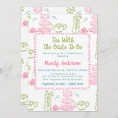 Invitation Fête des mariées de thé blanc rose à main dessinée (Devant / Derrière)