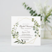 Invitation Fête des mariées de thé Brown d'or géométrique (Debout devant)