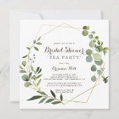 Invitation Fête des mariées de thé Brown d'or géométrique (Devant)