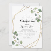 Invitation Fête des mariées de thé de cuisine géométrique or (Devant)