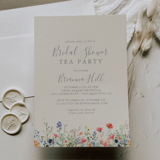 Invitation Fête des mariées de thé de Fleur sauvage radiant